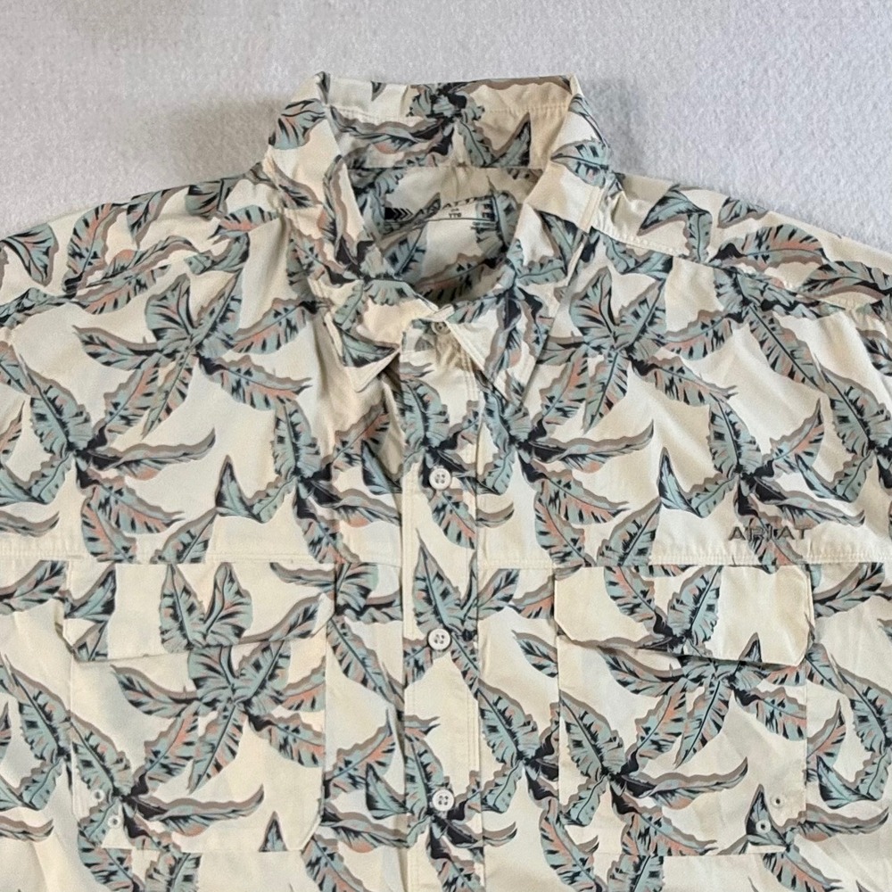 Ariat Button Down Mens 2XL Short Sleeve Tropical Palm Print AOP Performance‎